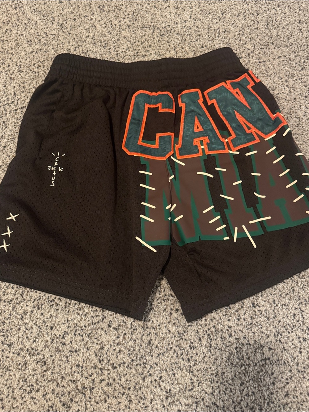 Travis Scott Mitchell and Ness Miami Hurricanes Basketball Mesh Shorts